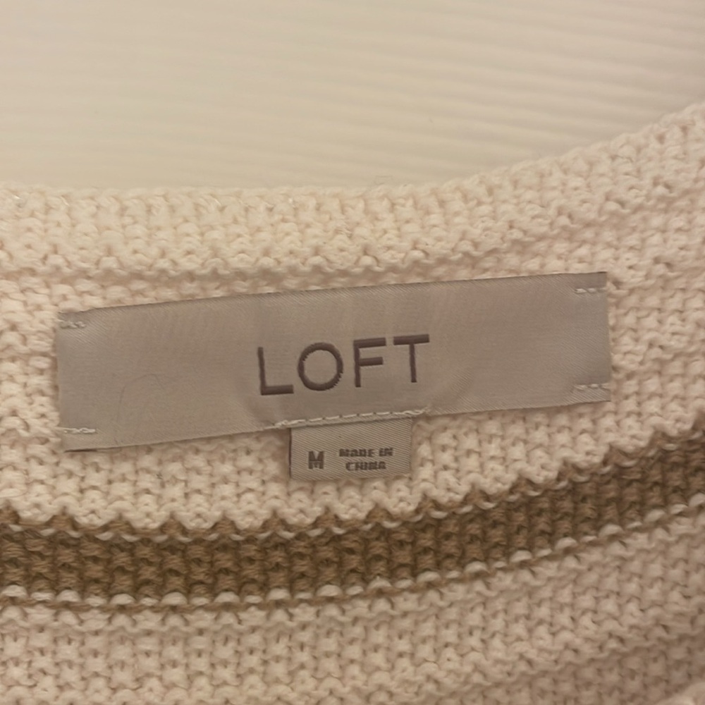 LOFT Striped Ruffle Strap Sweater Tank - Picture 6 of 7